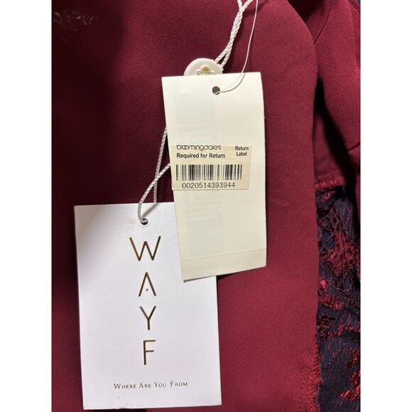 WAYF Floral Lace Choker Blouse | Women’s Small | Navy & Wine | NWT - Picture 10 of 11